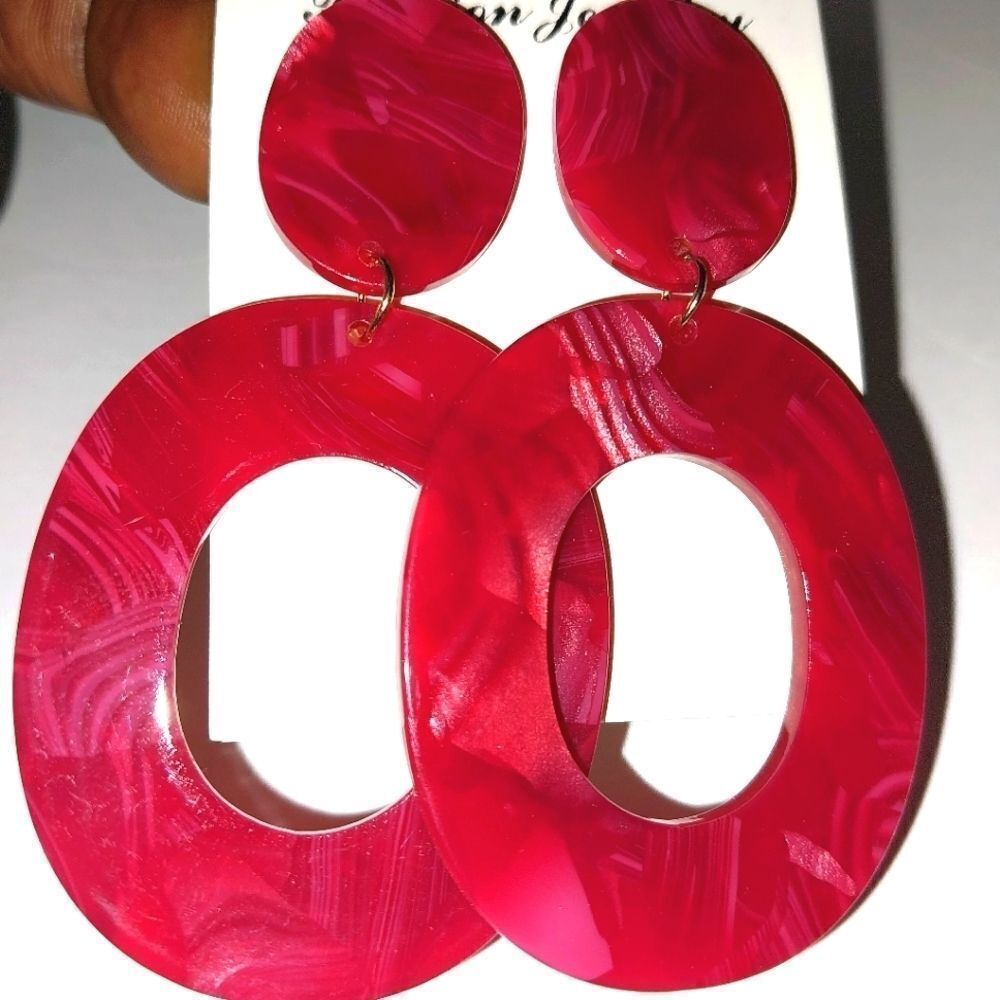 Trendy dark pink Acrylic Resin Earrings